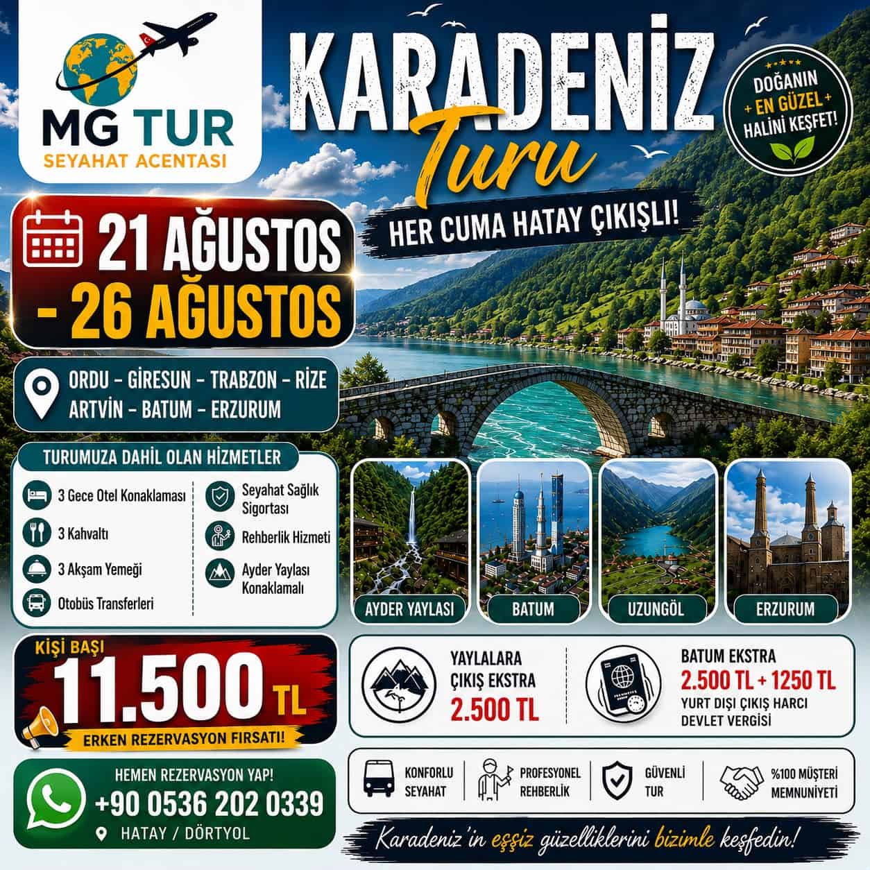 MG Tur – 21-26 Ağustos Karadeniz ve Batum Rüyası (Hatay Çıkışlı)